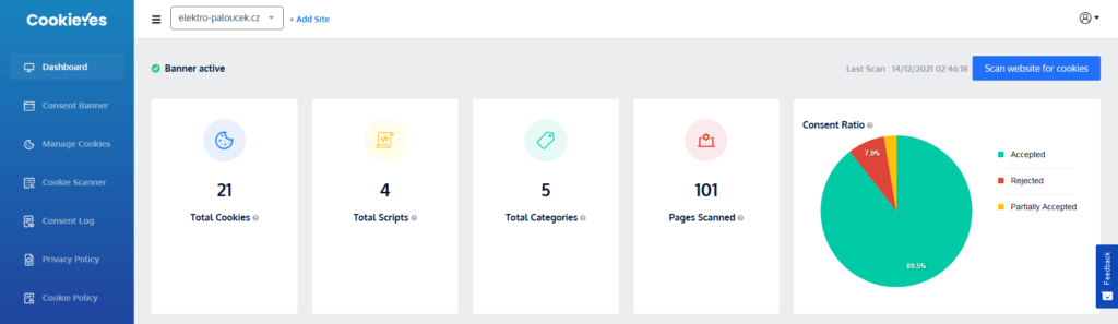 Consent Management Platform od CookieYes - cookies lišta snadno a rychle